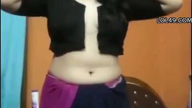 Cute girl stripping saree and showing naked boobs