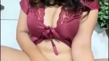 Hot lady in lingerie enjoys hotel sex in front of a mirror