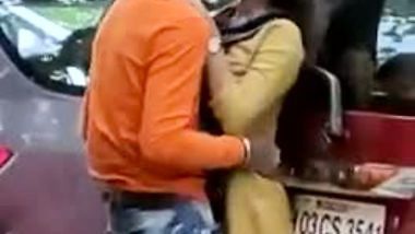 Desi couples erotic romance in a public area